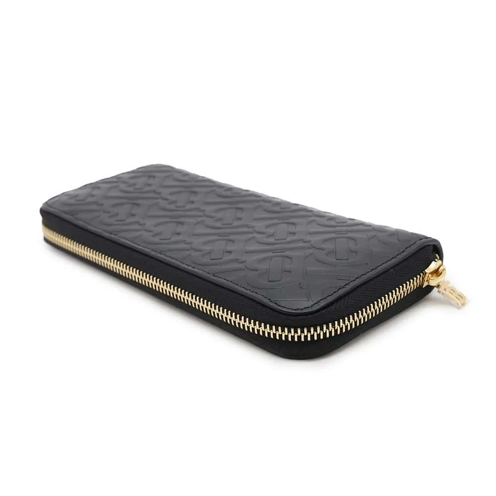 BURBERRY TB logo Zip Around Long Cloth Black8011601 Leather