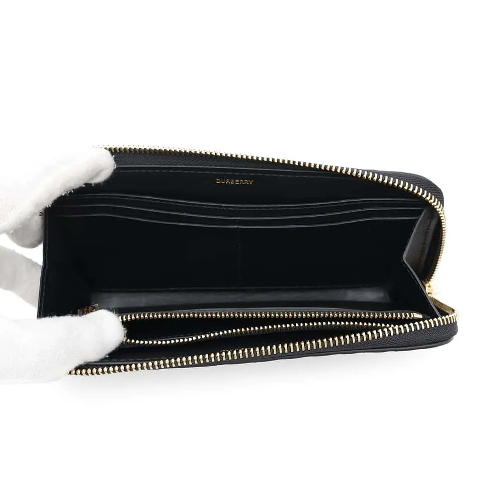 BURBERRY TB logo Zip Around Long Cloth Black8011601 Leather