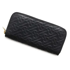 BURBERRY TB logo Zip Around Long Cloth Black8011601 Leather