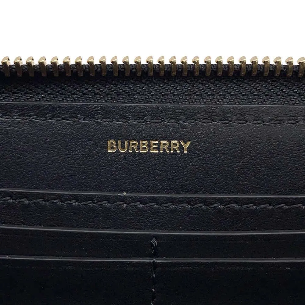 BURBERRY TB logo Zip Around Long Cloth Black8011601 Leather
