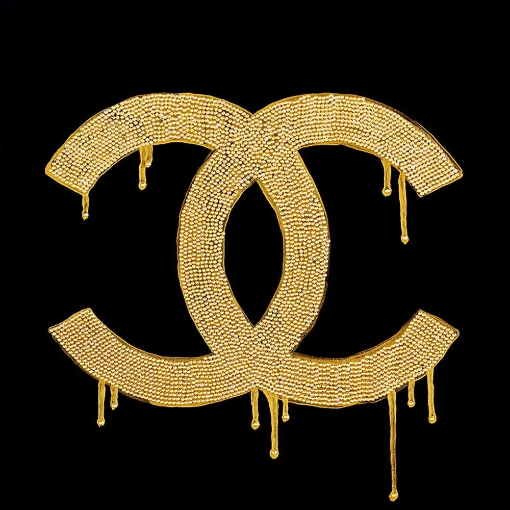 buyartforless Chanel Gold Lust by Pop Queen 12x12 Graphic Art Canvas, Black