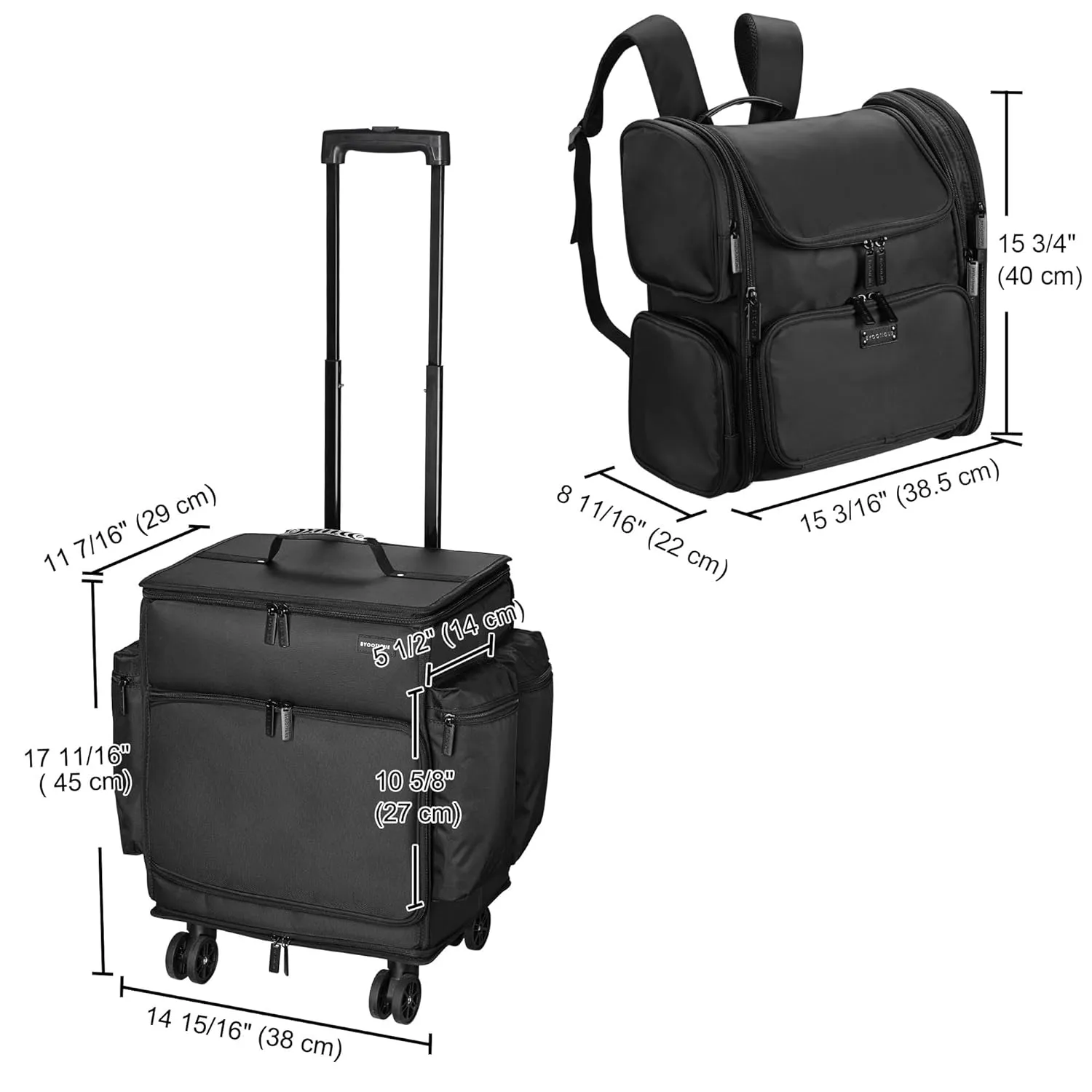 BYOOTIQUE Rolling Hairdresser Organizer Case with Hair Tools Travel Bag Backpack for Hair Stylist Tools Curling Iron Hair Straightener Salon Barber Shop, Pink