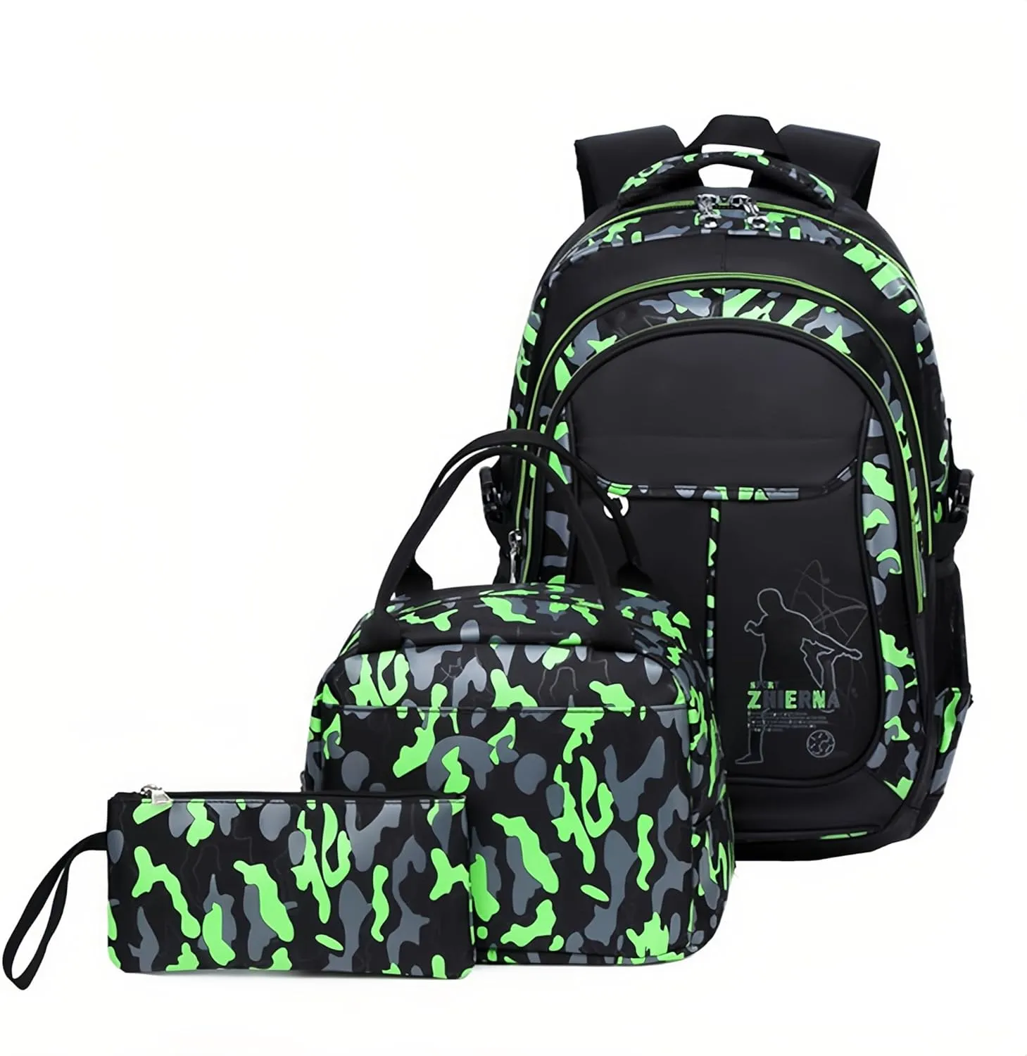 Camo Kids Backpack Lunchbox Combo for Boys 3 Piece, Camouflage Boys Backpack Set for Kids with Insulated Lunch Bag