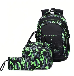 Camo Kids Backpack Lunchbox Combo for Boys 3 Piece, Camouflage Boys Backpack Set for Kids with Insulated Lunch Bag