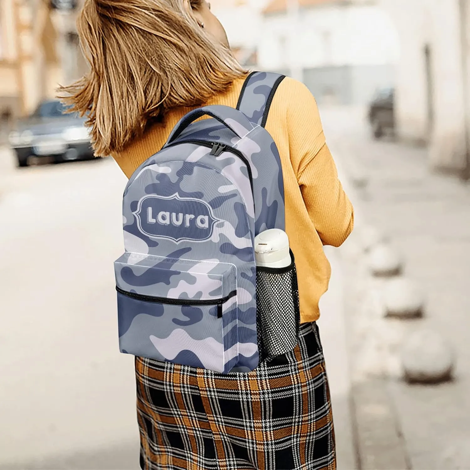 Camouflage Abstract Colorful Backpack Personalized Name Causual Daypack for Sport Camping