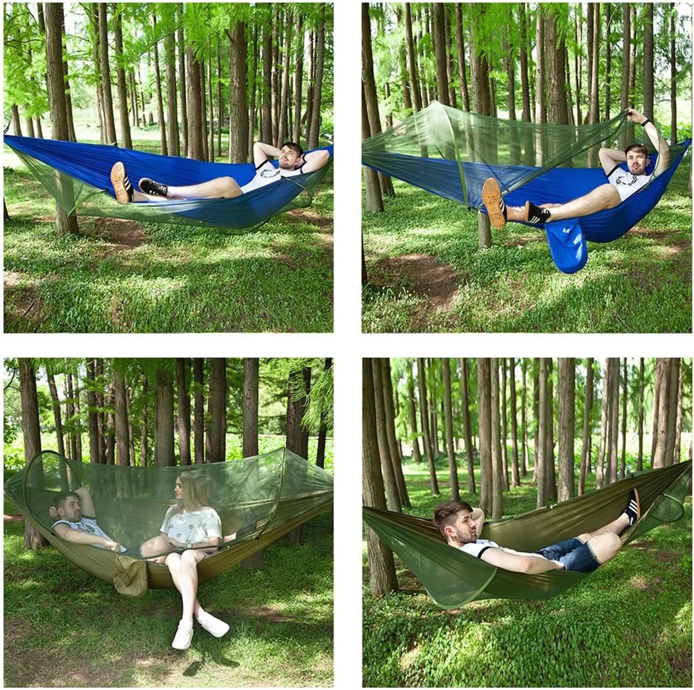 Camp Portable Outdoor Camping Hammock 1-2 Person Go Swing with Mosquito Net Hanging Bed Ultralight Tourist Sleeping Hammock Strong, F L290x140cm