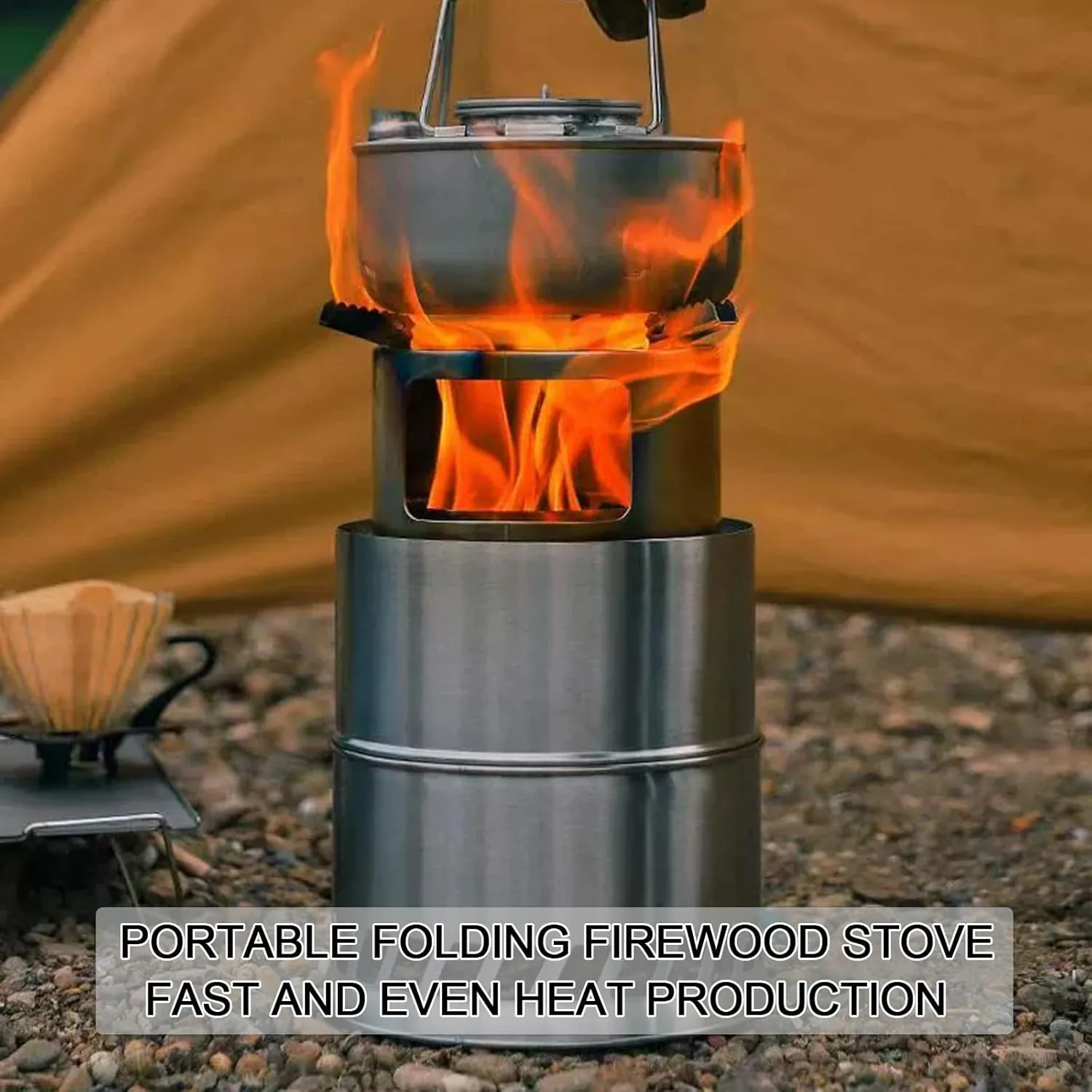 Camp Stove Wood,Portable Wood Stove,Foldable Camping Stainless Steel Stove, for Backyard Barbecue Outdoor Camping/M