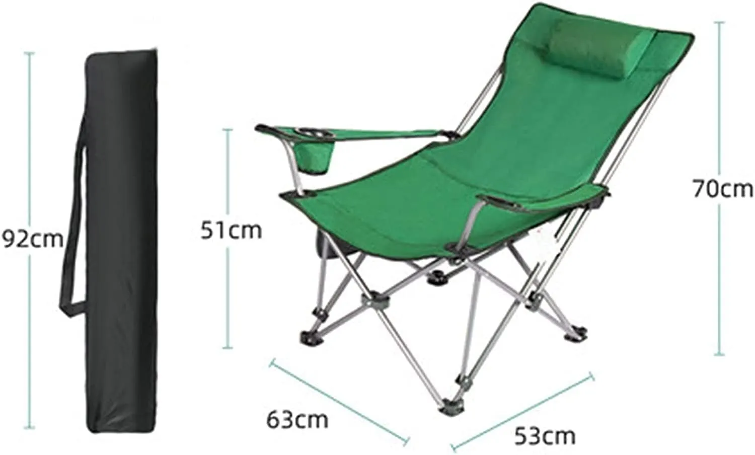 Camping Chair Fishing Chair Folding Chairs Camping Outdoor Folding Chair Portable Lawn Folding Seat Armchair with Cup Holder Pillow and Carry Bag Leisure Recliner Stool Lawn Chairs Outside (Color : G