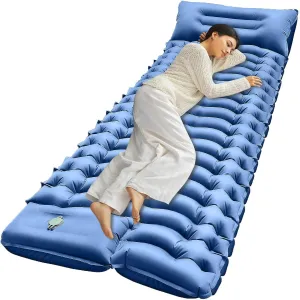 Camping Mattress - Nylon Camping Sleeping Pad | 78.74x27.56x3.94 Inches Foot Press Inflatable Pad | Portable Air Bed Travel Supplies | Camp Mat with Pillow | for Backpacking, Hiking, Tent, Traveling