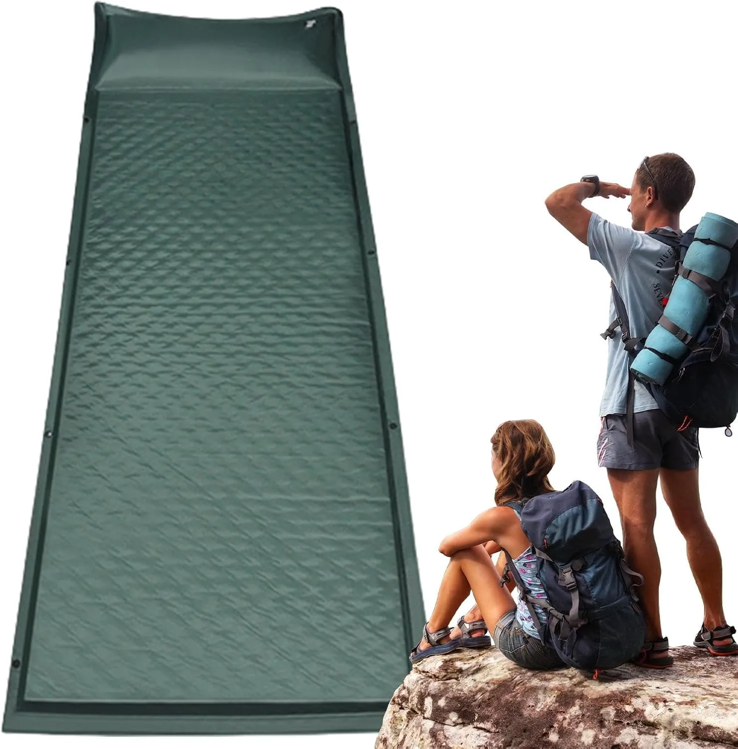 Camping Mattress Sleeping Pad, Thickness 1.97 Inch Inflatable Sleeping Mat Lightweight Waterproof Camping Bed Mat with Built-in Pump Air Mattress for Backpacking, Hiking, Tent, Traveling