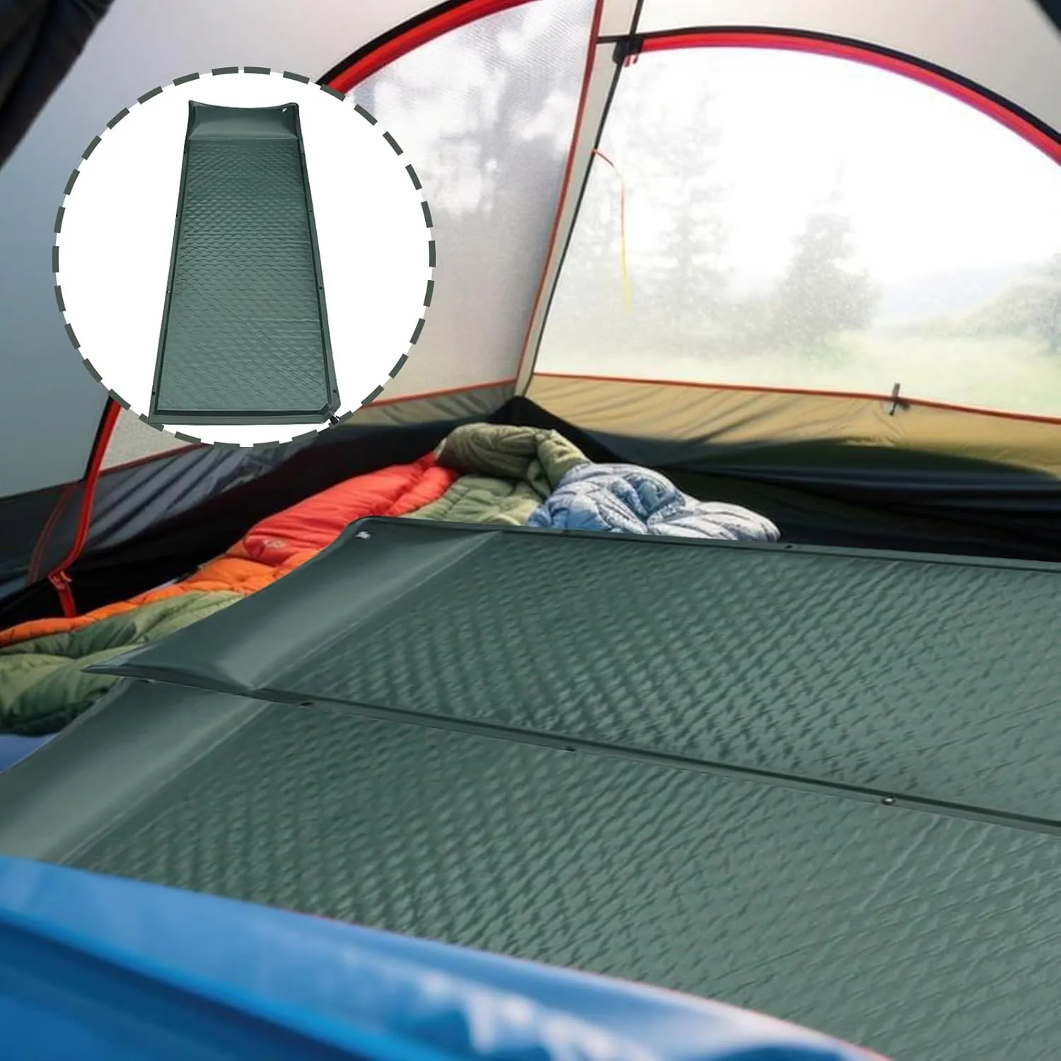 Camping Mattress Sleeping Pad, Thickness 1.97 Inch Inflatable Sleeping Mat Lightweight Waterproof Camping Bed Mat with Built-in Pump Air Mattress for Backpacking, Hiking, Tent, Traveling