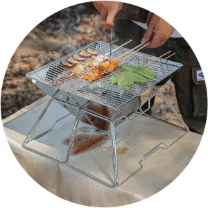 Camping Stove, Wood Burning Stoves Camping Wood Burning Camp Stove,Durable Portable Camping Charcoal Grill,Folding Stainless Steel 304 Grill for Outadoor Backpacking Hiking Traveling Picnic BBQ with C