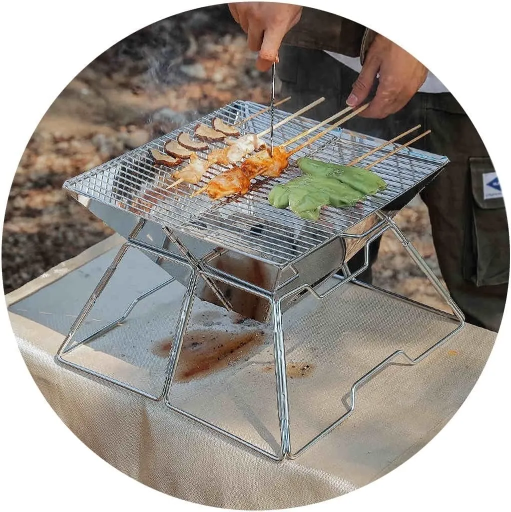 Camping Stove, Wood Burning Stoves Camping Wood Burning Camp Stove,Durable Portable Camping Charcoal Grill,Folding Stainless Steel 304 Grill for Outadoor Backpacking Hiking Traveling Picnic BBQ with C