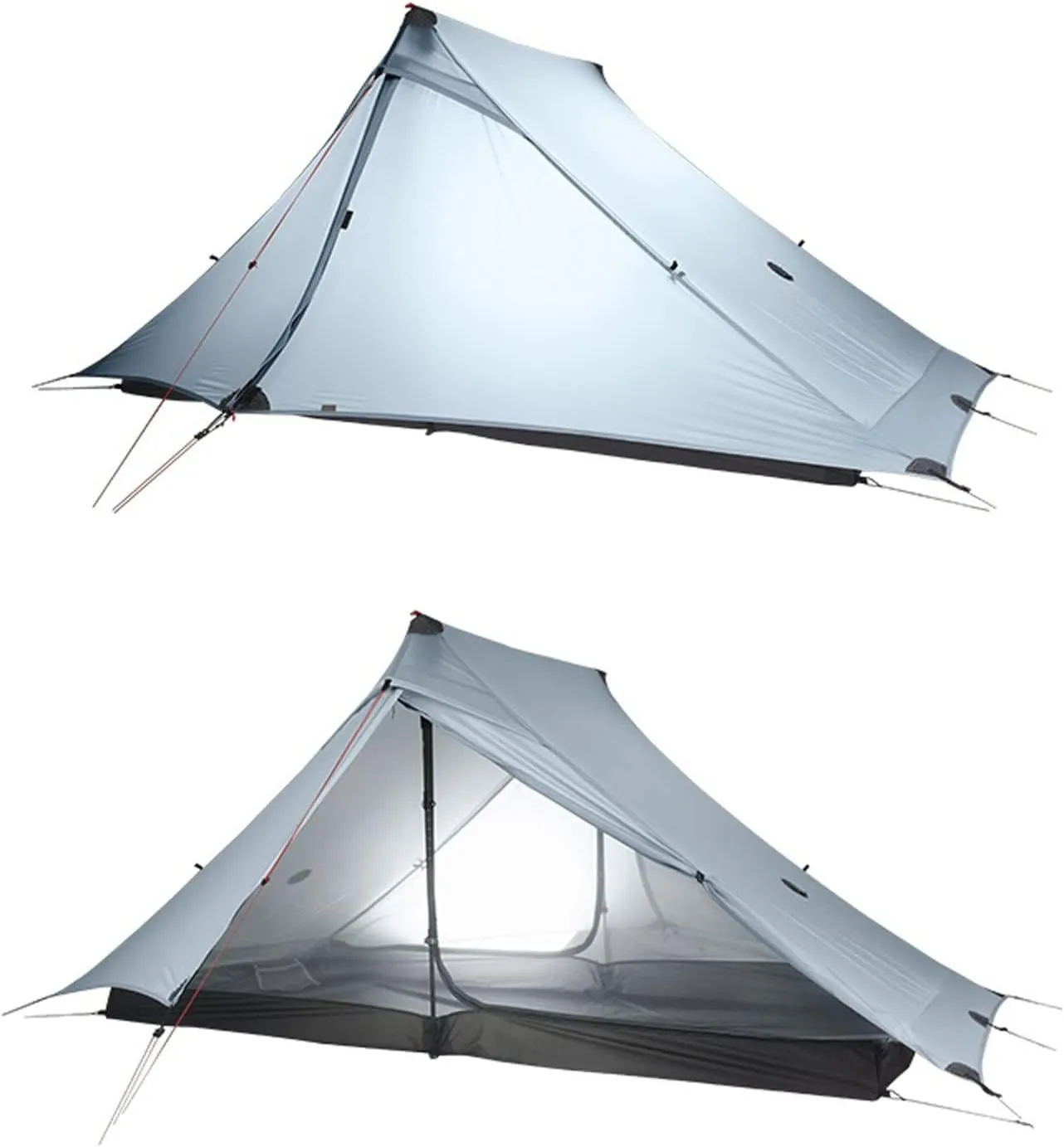 Camping Tents, 2 Person Outdoor Ultralight Camping Tent 3 Season Professional 20d Nylon Both Sides Silicon Tent (Color : Gray 3 Season)
