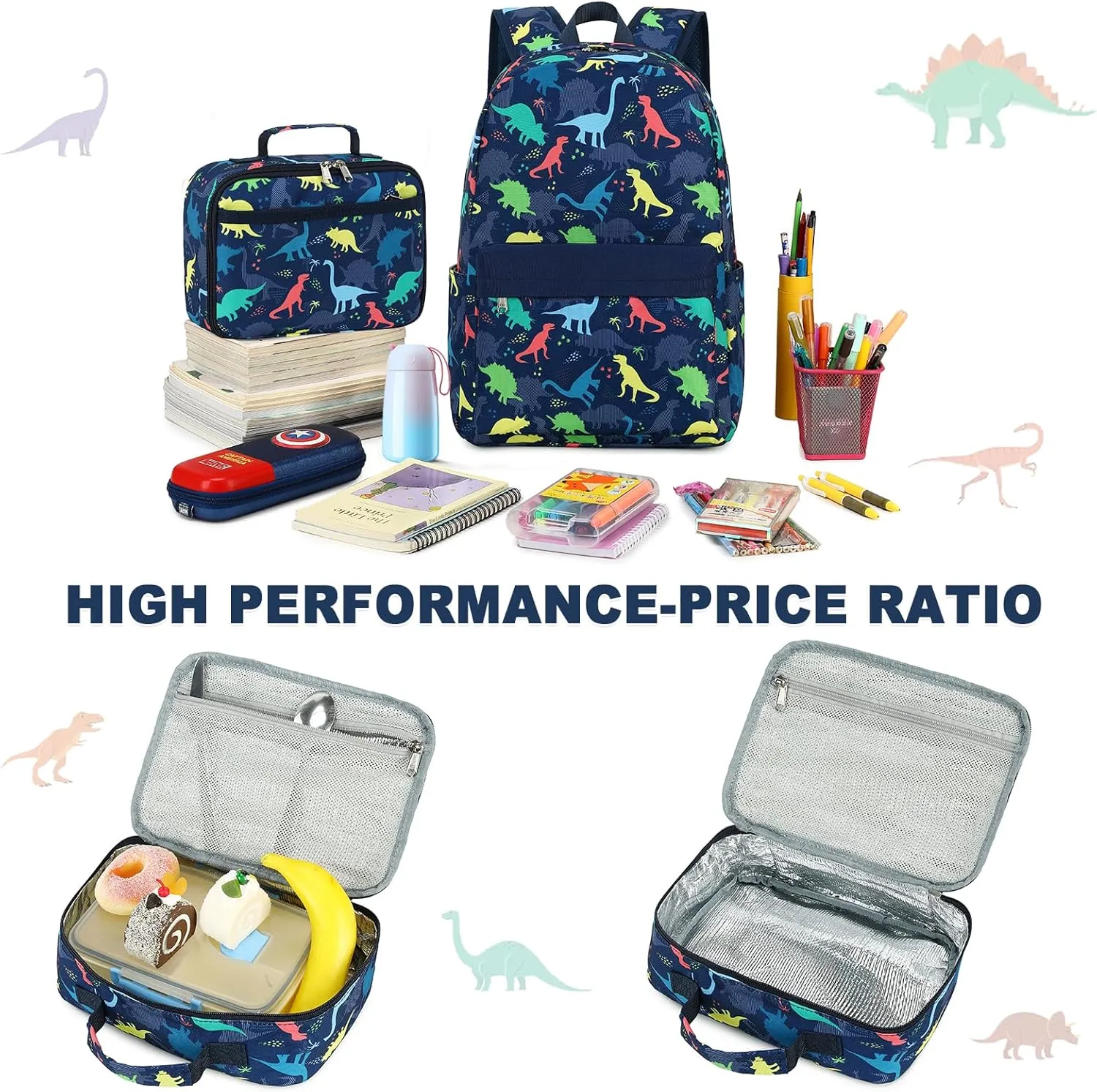 CAMTOP Backpack for Girls Boys Kids School Backpack with Lunch Box Preschool Kindergarten BookBag Set