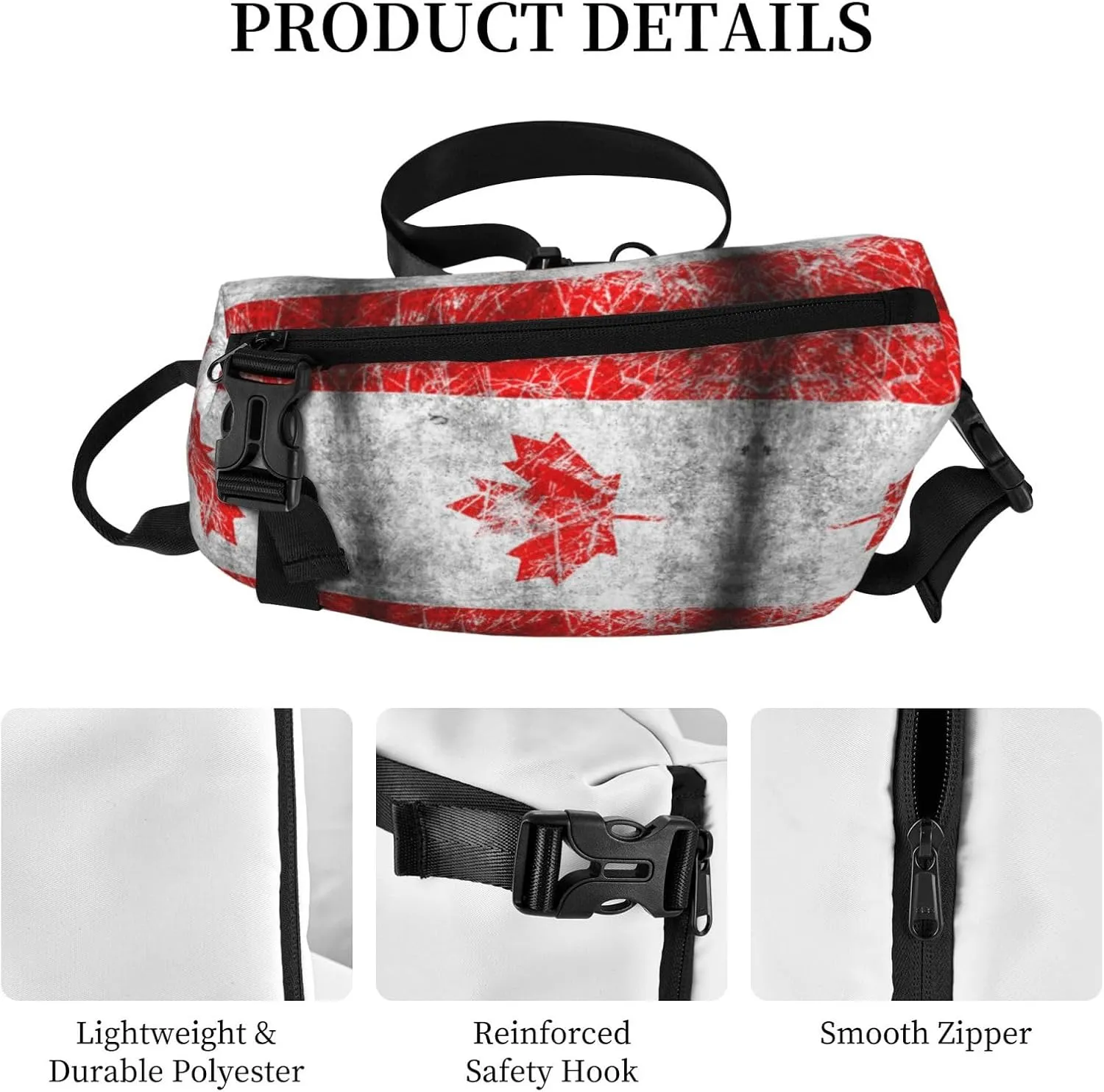 Canada Flag Print Crossbody Backpack Unisex Chest Bag, Lightweight And Sling Bag For Travel
