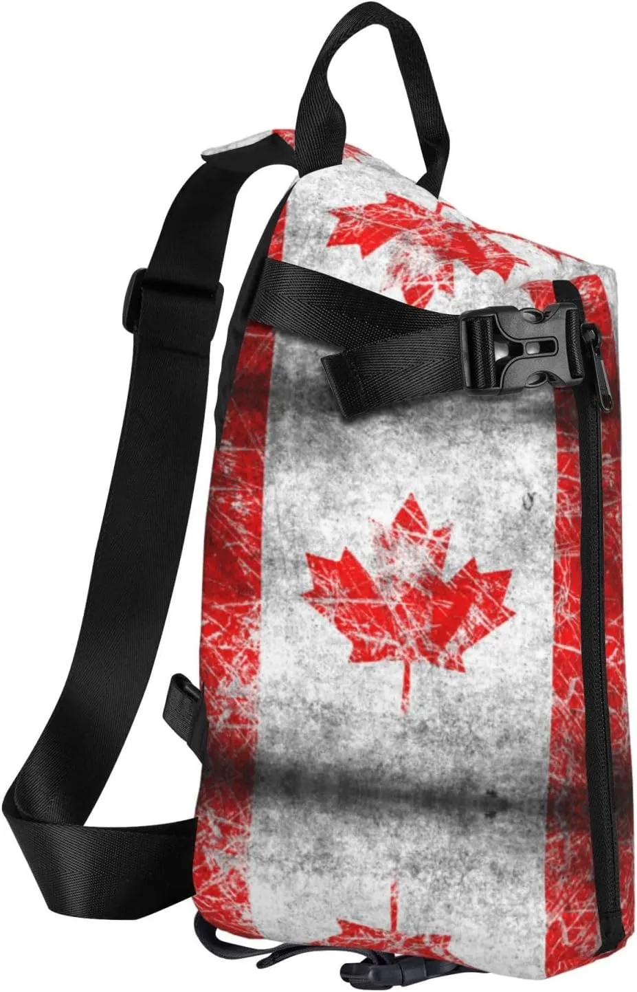 Canada Flag Print Crossbody Backpack Unisex Chest Bag, Lightweight And Sling Bag For Travel