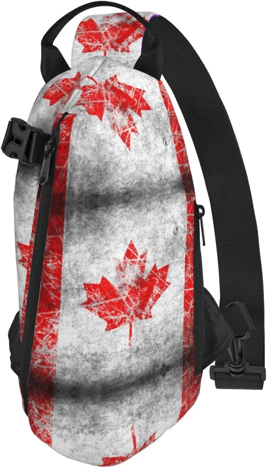 Canada Flag Print Crossbody Backpack Unisex Chest Bag, Lightweight And Sling Bag For Travel