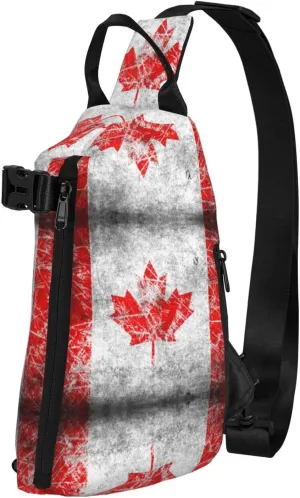 Canada Flag Print Crossbody Backpack Unisex Chest Bag, Lightweight And Sling Bag For Travel