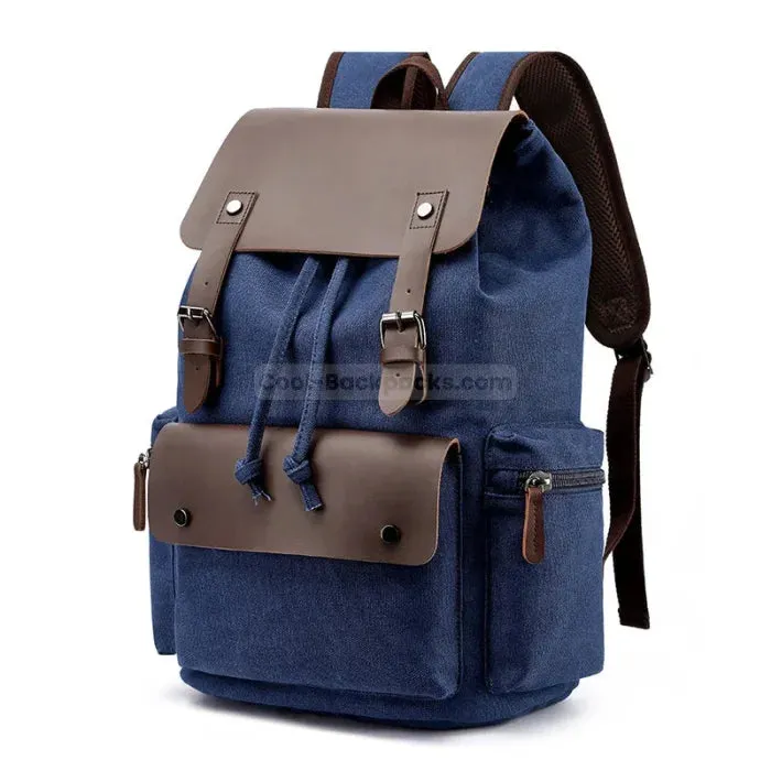 Canvas Leather Rucksack Backpack