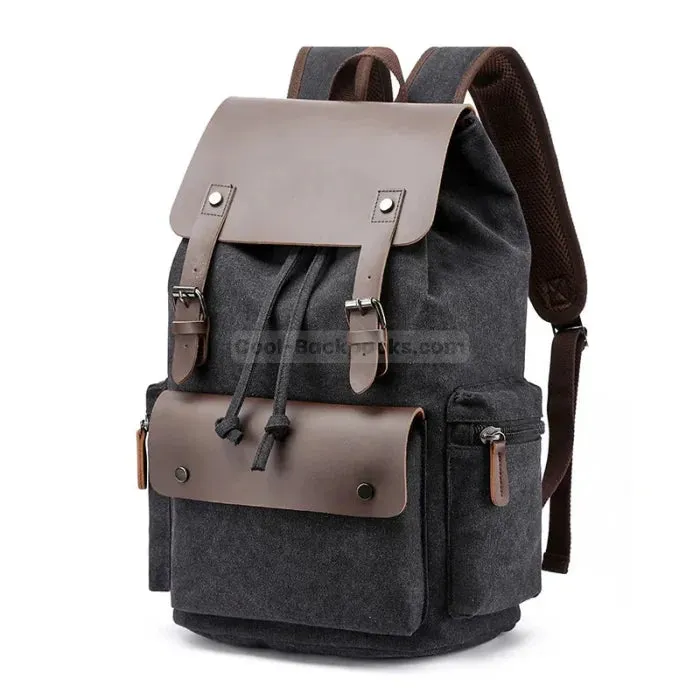 Canvas Leather Rucksack Backpack
