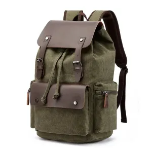 Canvas Leather Rucksack Backpack
