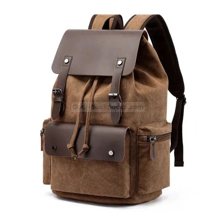 Canvas Leather Rucksack Backpack