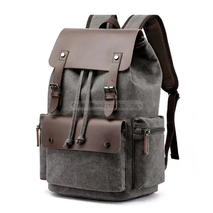 Canvas Leather Rucksack Backpack