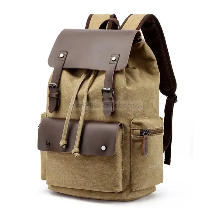 Canvas Leather Rucksack Backpack