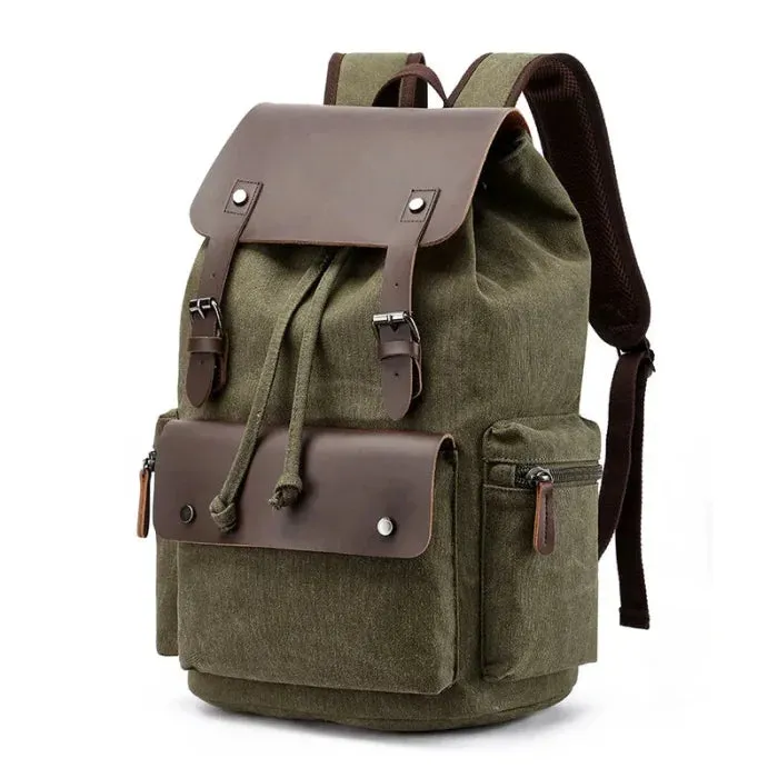 Canvas Leather Rucksack Backpack