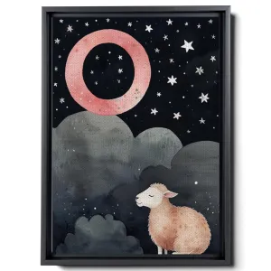 Canvas Print Baby Lamb Sleepy Sheep And Star Moon Gray Decor Decor Lambs Wall Art Sheep Moon And Cloud Wall Art Clouds Art Print Clouds Art Canvas Prints, Decor