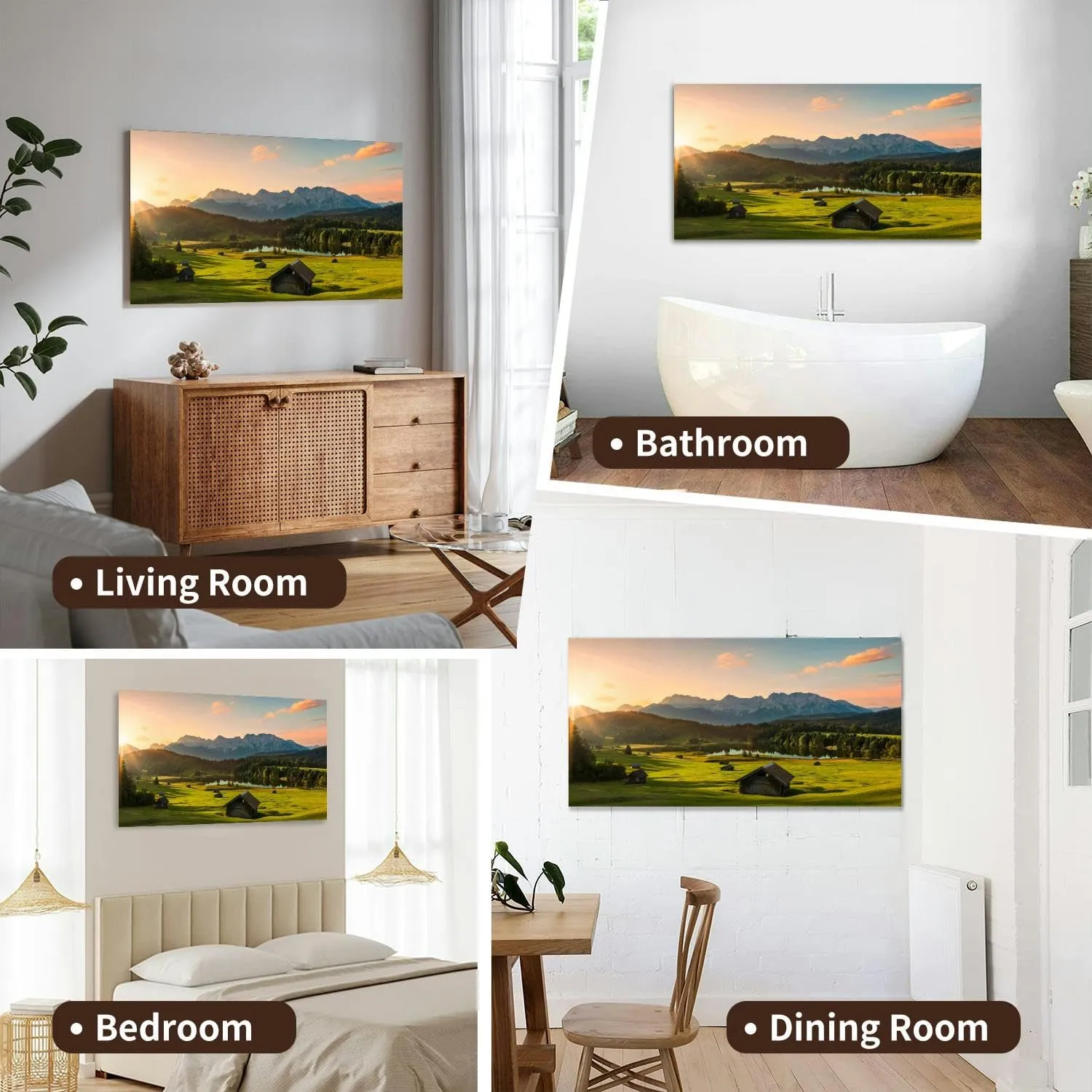 Canvas Wall Art for Living Room Bedroom Magic Sunrise at Alpine Lake Geroldsee view to mount Big Large Wall Art Decor Framed Painting Wall Pictures Prints Artwork Office