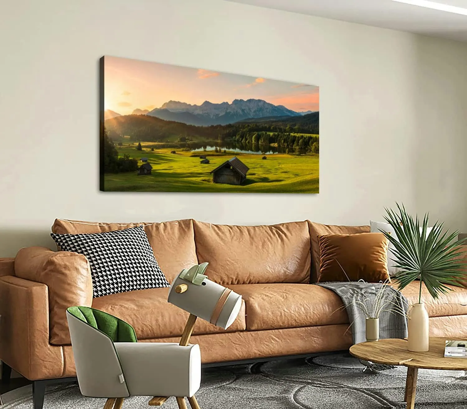 Canvas Wall Art for Living Room Bedroom Magic Sunrise at Alpine Lake Geroldsee view to mount Big Large Wall Art Decor Framed Painting Wall Pictures Prints Artwork Office