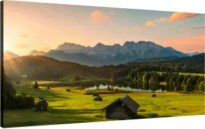 Canvas Wall Art for Living Room Bedroom Magic Sunrise at Alpine Lake Geroldsee view to mount Big Large Wall Art Decor Framed Painting Wall Pictures Prints Artwork Office