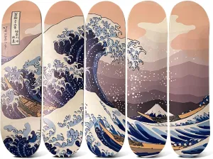 Canvas Wall Art - Hokusai Great Wave Off Kanagawa Skateboard Art - Canvas Wall Decor for Home, Living Room, Office, Farmhouse - Skateboard Deck for Lovers & Enthusiasts
