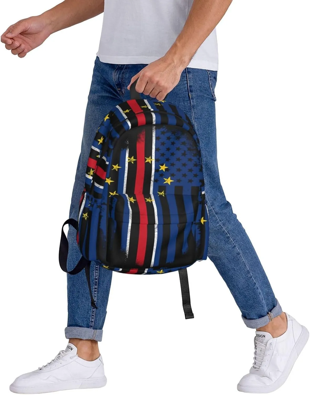 Cape Verdean American Flag Large Travel Backpack Casual Backpacks Laptop Daypack Working Rucksack Lightweight Back Pack Sports Bag with Adjustable Shoulder Strap