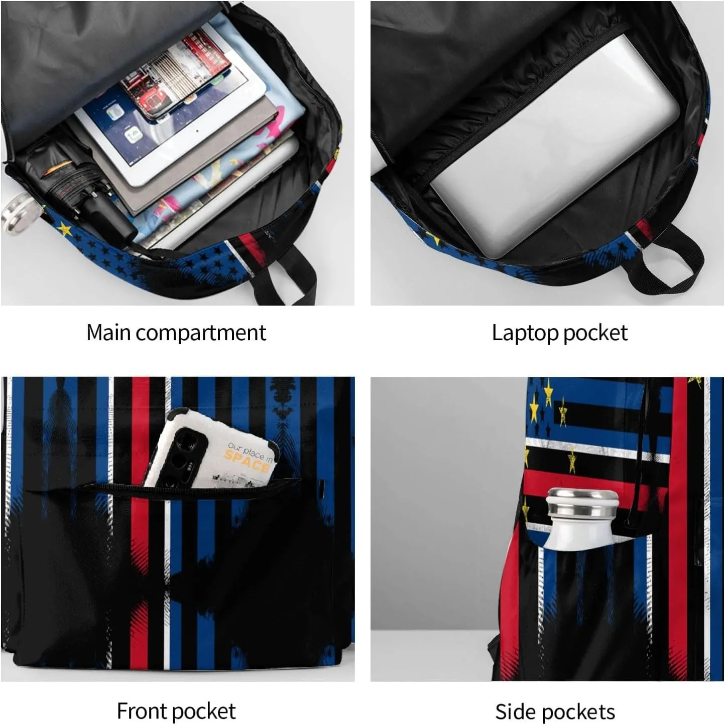 Cape Verdean American Flag Large Travel Backpack Casual Backpacks Laptop Daypack Working Rucksack Lightweight Back Pack Sports Bag with Adjustable Shoulder Strap