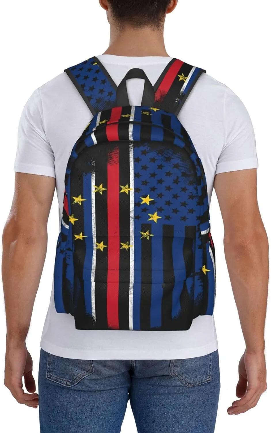 Cape Verdean American Flag Large Travel Backpack Casual Backpacks Laptop Daypack Working Rucksack Lightweight Back Pack Sports Bag with Adjustable Shoulder Strap