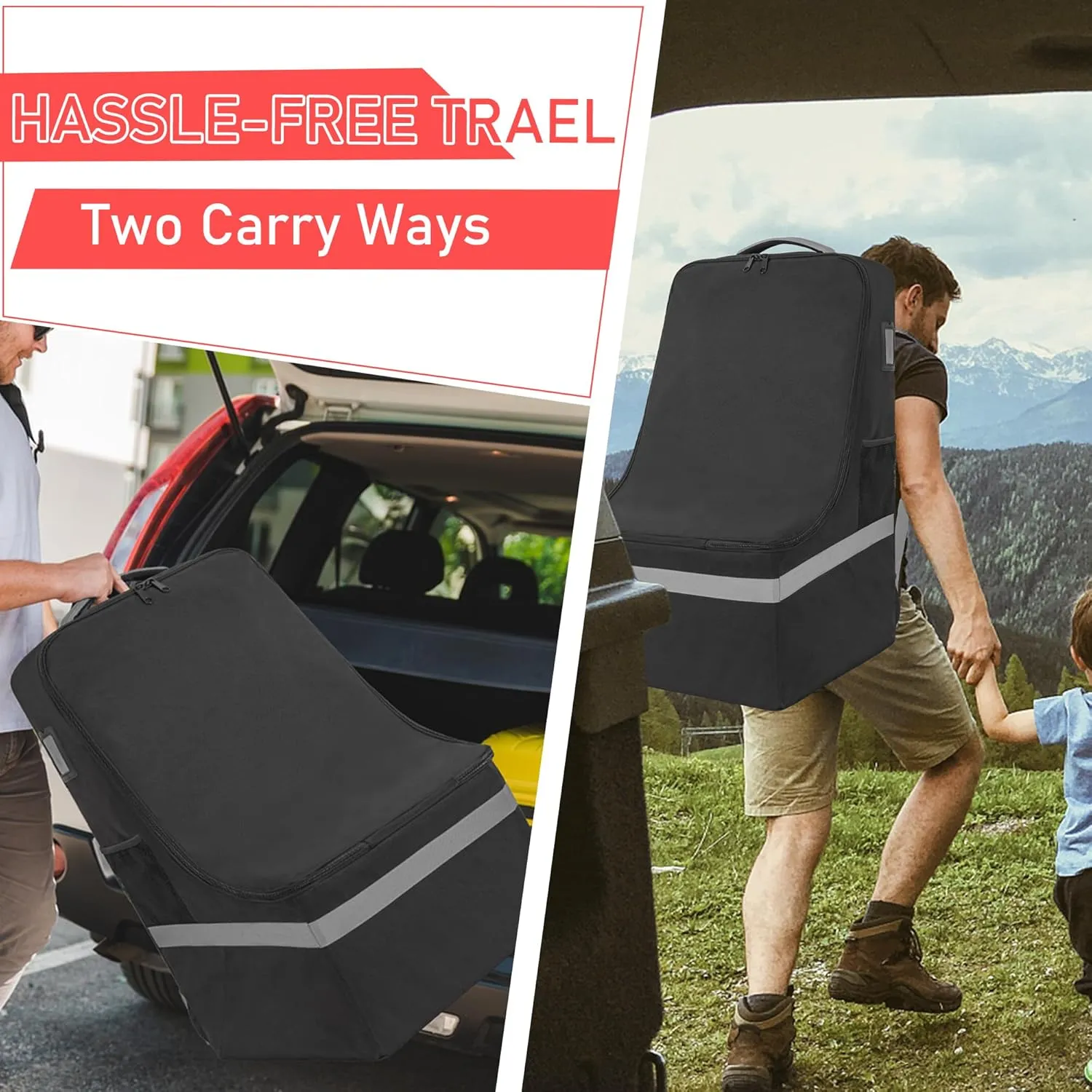 Car Seat Travel Bag Heavy Duty Car Seat Bag for Airplane Gate Check Car Seat Backpack with Shoulder Strap