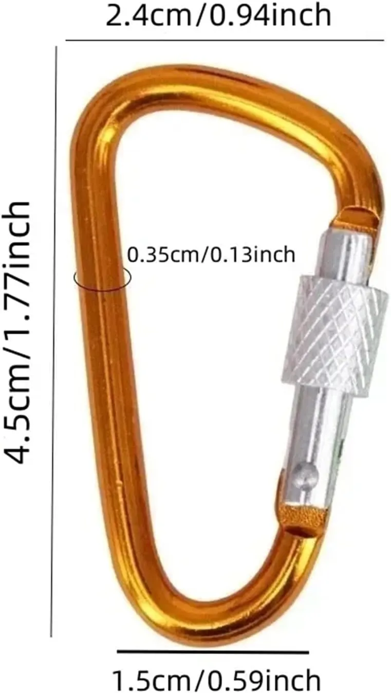 Carabiner Clips Carabiner Clips 20pcs Carabiner with Lock D Shape Color Carabiners Aluminum Alloy Carabiner Spring Hook(Color 1)