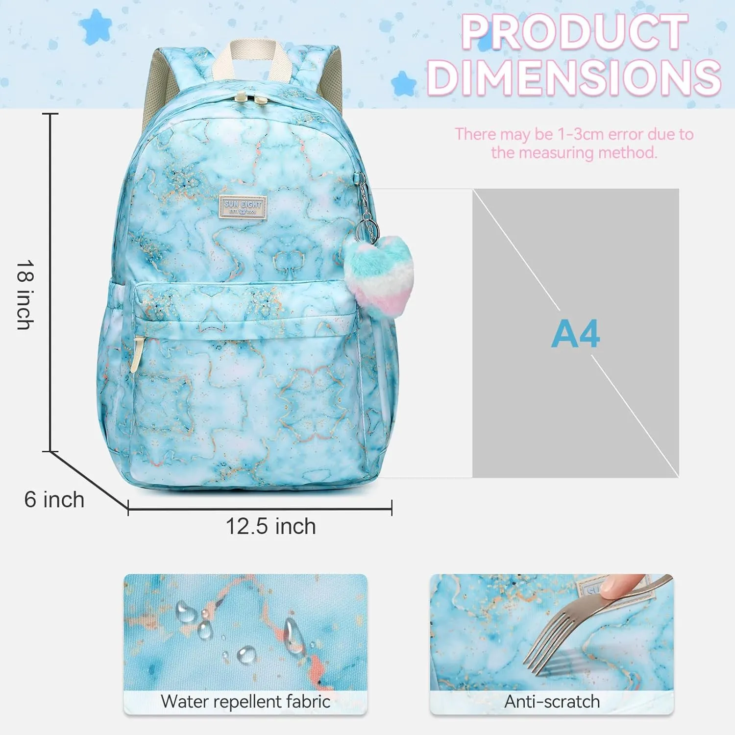 Caran·Y Kids Backpack Girls and Boys Classic School Backpack Light Weight Two Size Multi-pocket Suitable for ages 6  and above（Green）
