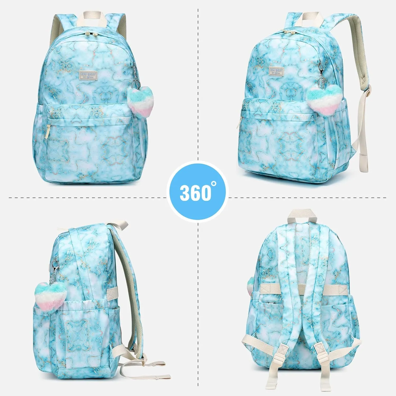 Caran·Y Kids Backpack Girls and Boys Classic School Backpack Light Weight Two Size Multi-pocket Suitable for ages 6  and above（Green）
