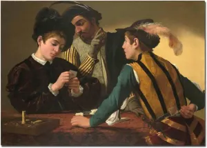 Caravaggio-Cardsharps Canvas Wall Art Poster Home Decor (75x105cm 30"x41",Unframed)