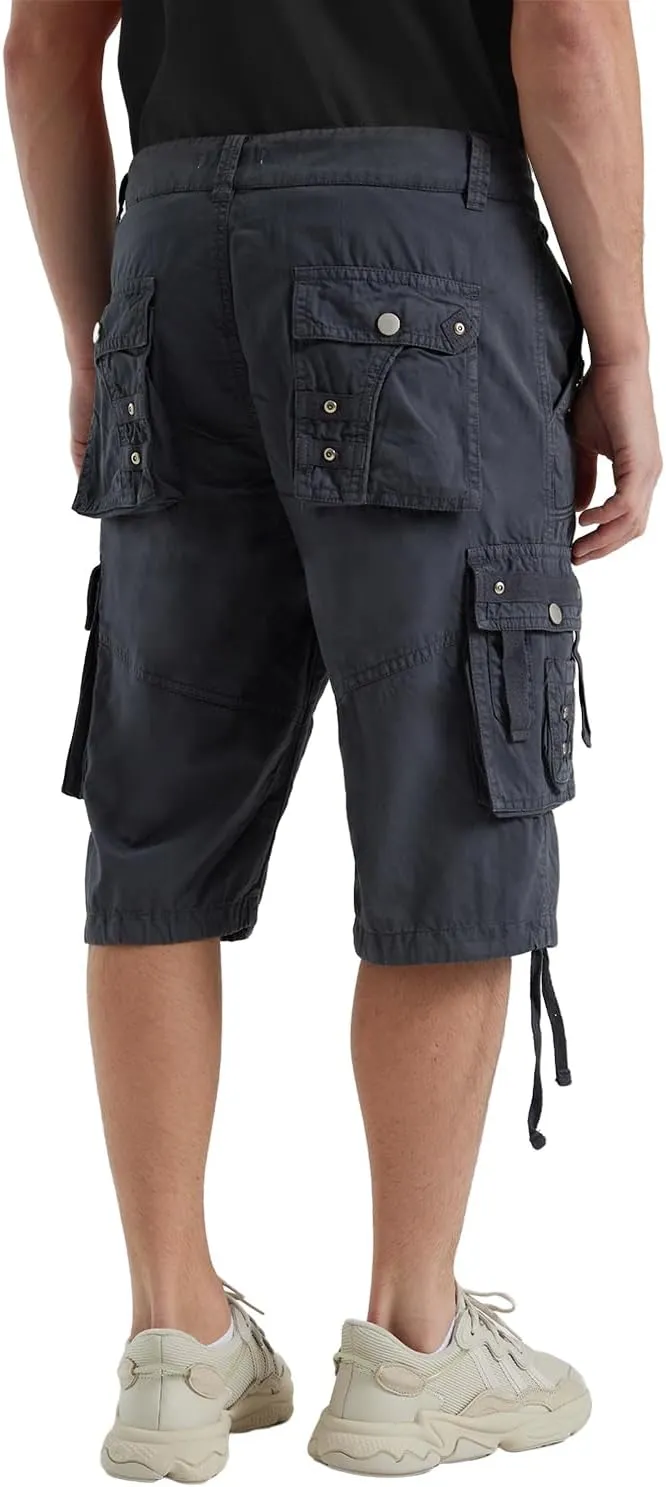 Cargo Shorts for Men Casual 3/4 Capri Pants with Pockets Long Below Knee Length Loose Fit Hiking Work