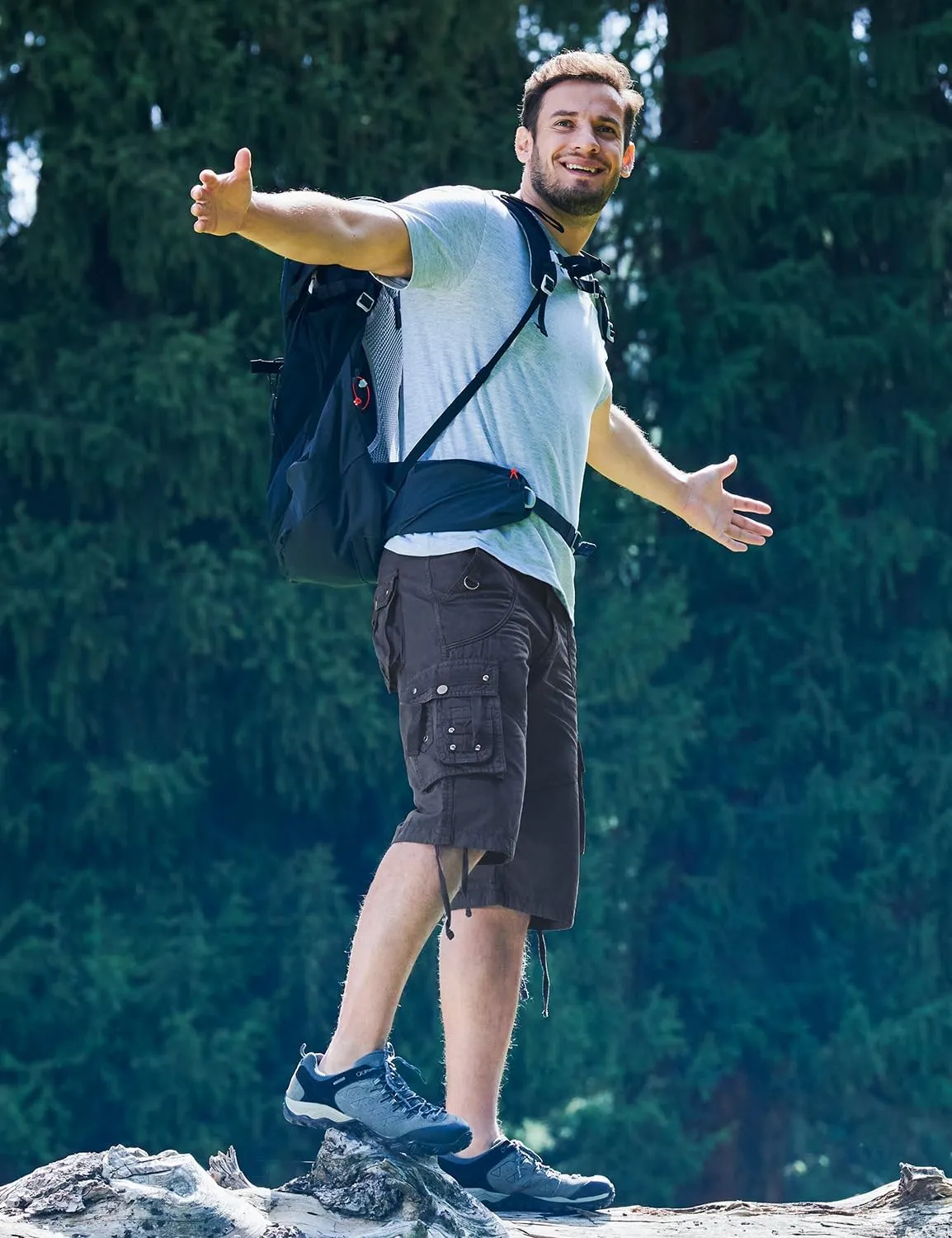 Cargo Shorts for Men Casual 3/4 Capri Pants with Pockets Long Below Knee Length Loose Fit Hiking Work