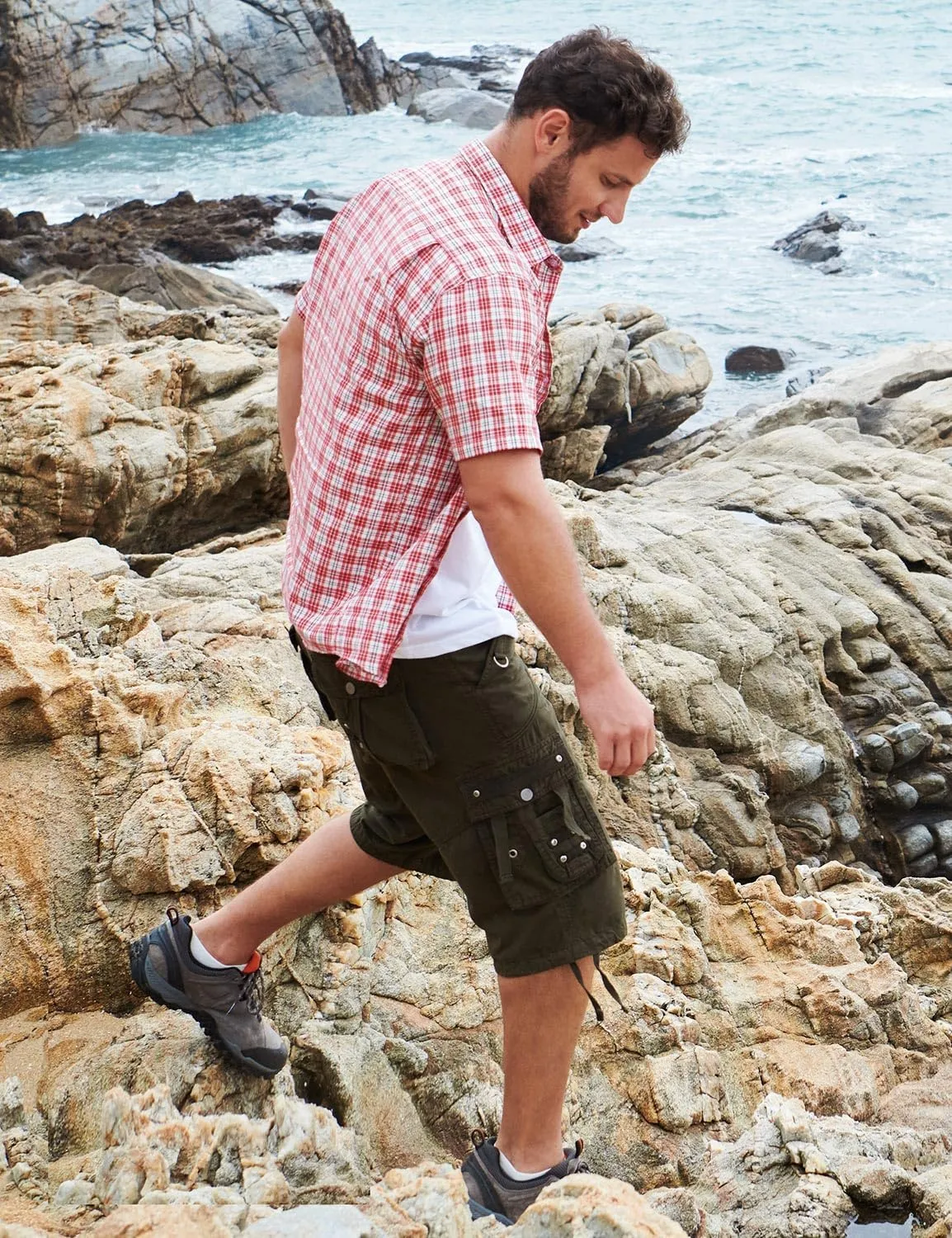 Cargo Shorts for Men Casual 3/4 Capri Pants with Pockets Long Below Knee Length Loose Fit Hiking Work