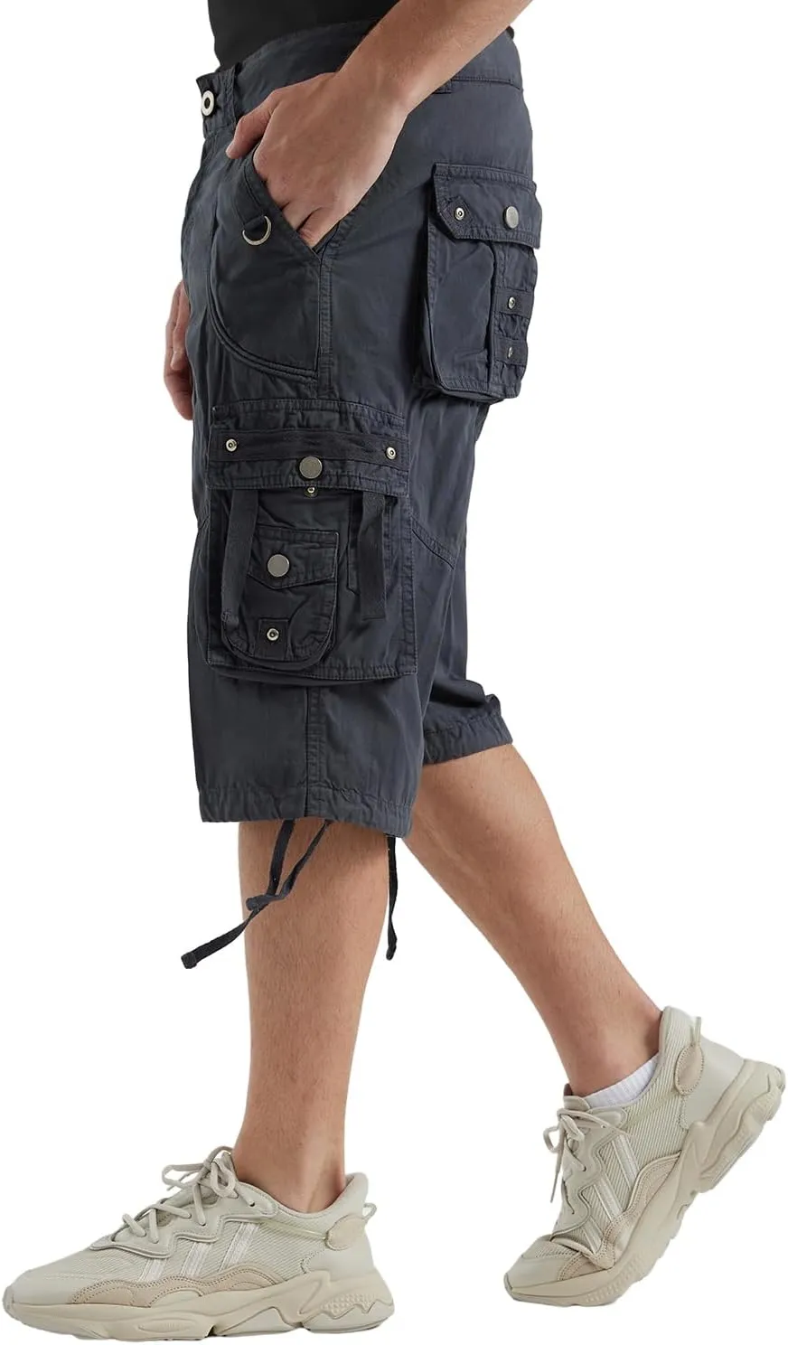 Cargo Shorts for Men Casual 3/4 Capri Pants with Pockets Long Below Knee Length Loose Fit Hiking Work