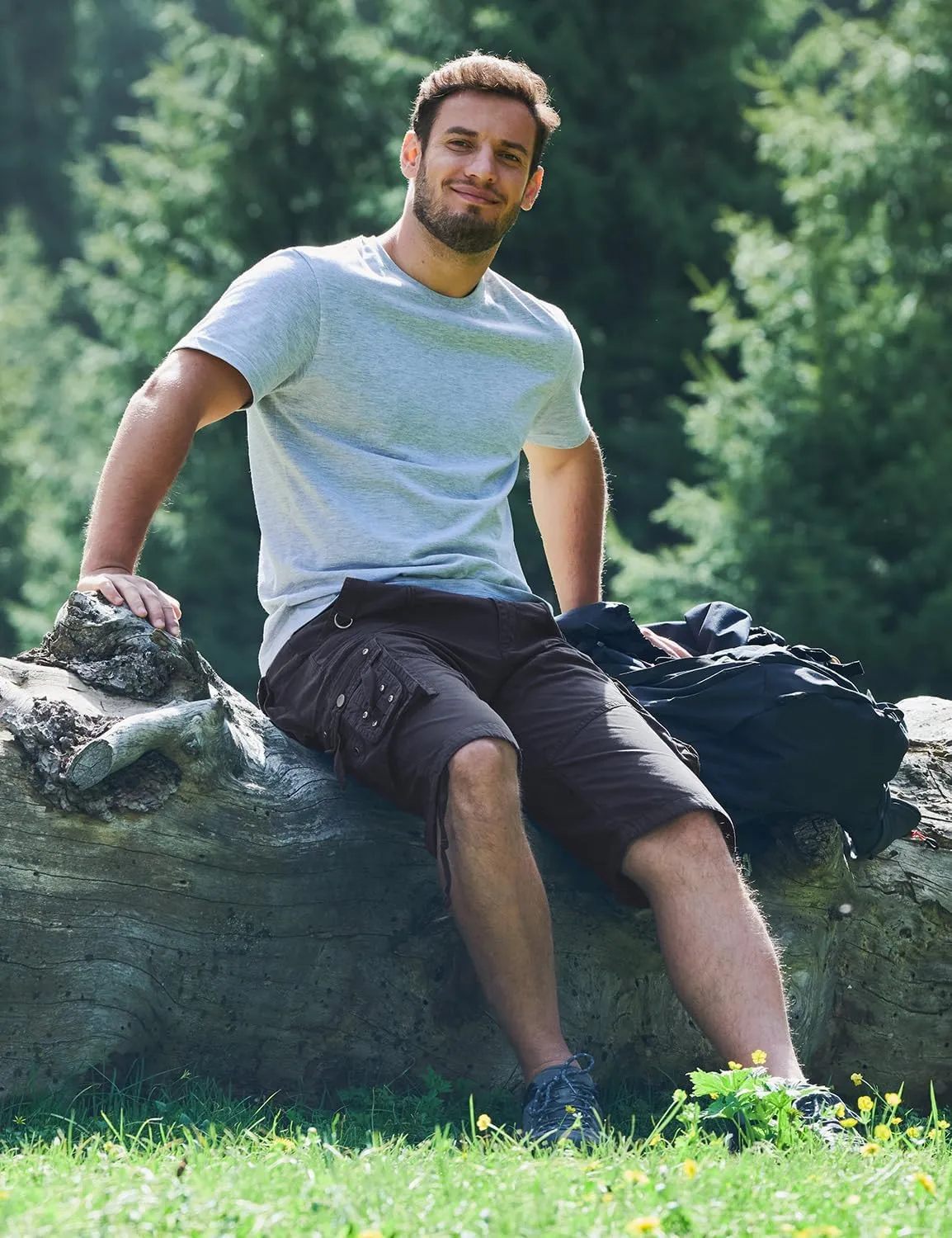 Cargo Shorts for Men Casual 3/4 Capri Pants with Pockets Long Below Knee Length Loose Fit Hiking Work