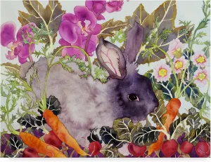 Carissa Luminess 'Rabbit With Carrots' Canvas Art