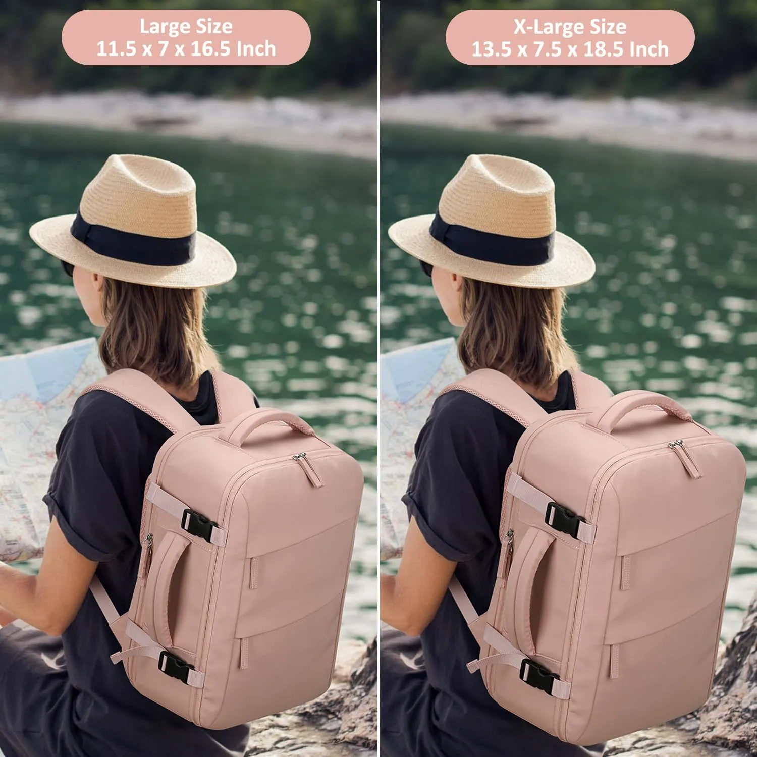 Carry on Backpack for Women TSA Approved 15.6 Inch Travel Laptop Backpack for Women Travel Essentials Womens Travel Backpack Suitcase Pink